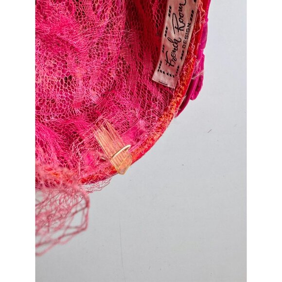Vintage FRENCH ROOM Fuchsia Pink Velvet Pleated Bow Turban Juliet Hat - Picture 14 of 16